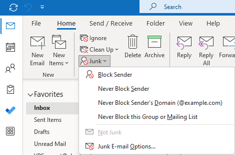 How to Block and unblock email contacts in Outlook